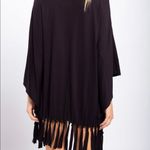 Mono B Black‎ Fringe Swim Coverup Black Size M Photo 3