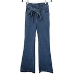Lulus Flare Belted Retro Style Denim Medium Wash Small Photo 1