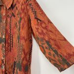 Vintage CMC Boho Western Linen Button Up Shirt Orange Southwestern Art Sz S Photo 2