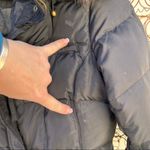 Lands' End Black Shimmer Down Parka with faux fur trim hood SMALL Photo 4