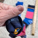 Bombas  Socks Medium Blue Floral Polka Dot Pattern Crew Socks Photo 4