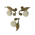 MCM Sorrento 12k Gold White Flower Screw Back Earrings & Pendent Vintage Set Photo 2