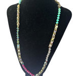 Chloe + Isabel  Long Gold, green & purple Chain Beaded Necklace Crocheted Photo 0