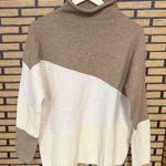 French Connection French‎ Connection Tan And White Turtle Neck Sweater Size Small Photo 0