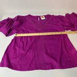 Farm Rio  For Anthropologie Kelsie Cotton Peasant Blouse Purple Size Medium Photo 5