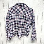 Urban Outfitters BDG Rayne Shirt Women Sz S Flannel High Low Cropped Button Blue Photo 6