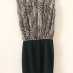 Amanda Uprichard Silk Top Aline Dress in Black and Tan Abstract Print - P/XS Photo 3