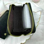 Flower Embroidered Zip Around Wallet w/ detachable Coin Purse in Black Photo 5