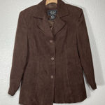 FUDA New York Brown Faux Suede Jacket Blazer Women's Medium Chocolate Academia Photo 0