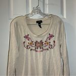 Brooks Karen  Tan Knit Embroidered Long Sleeve Top size M Photo 4