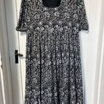 Celina moon square neck black & white floral flowy midi cottagecore dress Size L Photo 1