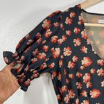 Outerknown  Black‎ Floral Maxi Dress Puff Sleeve Sustainable  Button Front XS Photo 7