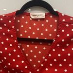 Goodnight Macaroon  Women's Short Sleeve Red White Polka Dot Blouse Tie Ruffle S Photo 1