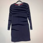 Boden Sweatshirt Dress Cotton Navy Blue Velvet Burnout Zebra Tiger Stripes 4R Size 4 Photo 4