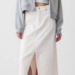 Gap Women's  White Denim Maxi Skirt with Front Slit Size 00 Photo 0
