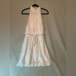 AQUA Halter Belted Mini Dress Ruffle Neck Sleeveless Lined Pink Gold XL NWT Photo 8