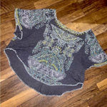 Free People embroidered knit gray top sweater cape boho printed fall casual moth Photo 6