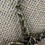 Green & Bronze Pendant Necklace Textured Metal Design on Chain 18 Inches Long Photo 12