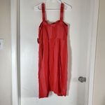 Urban Romantics  Red Striped Sleeveless Button Up Linen Blend Dress L Photo 1