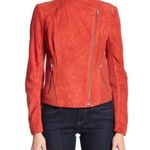 Marc New York Suede Leather Moto Jacket Red Orange XL Extra Large Photo 2