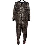 Nick & Nora Sleep Onesie Leopard Print Fleece Footed Size Small Photo 1