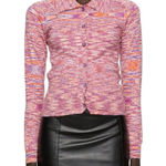 Gimaguas Sweater Women Medium Pink Purple Knit Collared Zion Cardigan Luxury Photo 0
