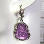 Silver with Purple Buddha Hoop Earrings New Photo 2