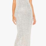 Spaghetti Straps Sequin Maxi Dress Silver Photo 2