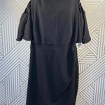 Eliza J Black Cold Shoulder Ruffle Cocktail Dress Photo 0