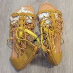 Forever 21 NWT Lace Up Gladiator Sandals Mustard Yellow New Photo 6