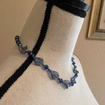 Women’s Bead Costume Necklace Beaded Gold Tone Blue Glass Photo 6