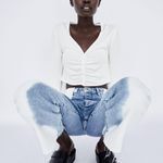ZARA White Ruched Crop Top Photo 2