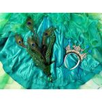 FIESTA Emerald Green Peacock High Low Ruffled Gown Dress Sequin Bling Glam Sz L Size L Photo 11