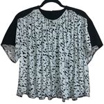 Proenza Schouler NEW NWT Short Sleeve Printed Flowy Top Blue Inky Spot Print Photo 0