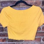BP Mustard Yellow Short Sleeve Pointelle Rib Crop Henley Top Women's Size Small Photo 6