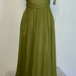 Women's 100% Silk COREN MOORE Olive Green One Shoulder Dress Size 4 Photo 0
