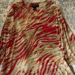 Peck & Peck  Vibrant Red and Tan Blouse Photo 4