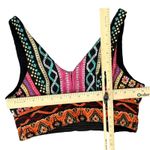None Tribal Festival Black Orange Pink Embroidered Cotton Tank Crop Bra Top size S Photo 2