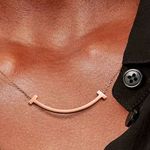 Boutique Rose Gold Filled K18 Curve Bar Necklace, Minimalist Chain Pendant, 16-18” Photo 1