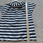 Ann Mashburn  Linen Cotton Top Size XS Navy Blue White Ruffle Tie Blouse Cap Photo 11