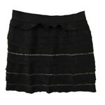 BCBG Max Azria Women's Black Silk Chiffon Ruffle Beaded Mini Skirt size XS NWT Photo 0