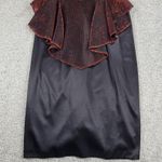 Vintage T Juniors Womens Dress 9 Red Black Metallic Peplum Cocktail Party Club Size undefined Photo 5