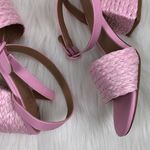 Bamboo  Maddy Braided Raffia Open Toe Buckle Strap Block Heel Sandals Pink Sz 10 Photo 7