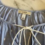J.Crew Blue White Dotted Peasant Blouse Top Womens XS Tie Neck Elastic Hem Photo 1