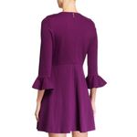 Kate Spade  Ruffle Sleeve Ponte Dress Skater Purple Medium Preppy Cocktail Party Photo 2