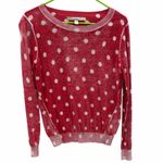 LC Lauren Conrad  Red and White Polka Dot Burnout Sweater Medium Photo 8
