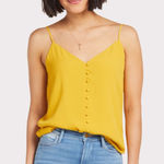 Allison Joy Yellow Cami Tank Top Crepe Fabric Covered Buttons Size XS Women Photo 0