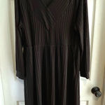 BLOOMCHIC Black Ribbed V Neck Long Sleeve Midi Dress Plus Size 18/20 Pockets Photo 0