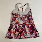 Athleta  Floral Power Y Tank Top Size MT Crossback Shelf Bra Activewear Photo 1