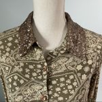 BKE  | Printed Sequin Color Open Back Button Down Blouse Sz L Photo 1
